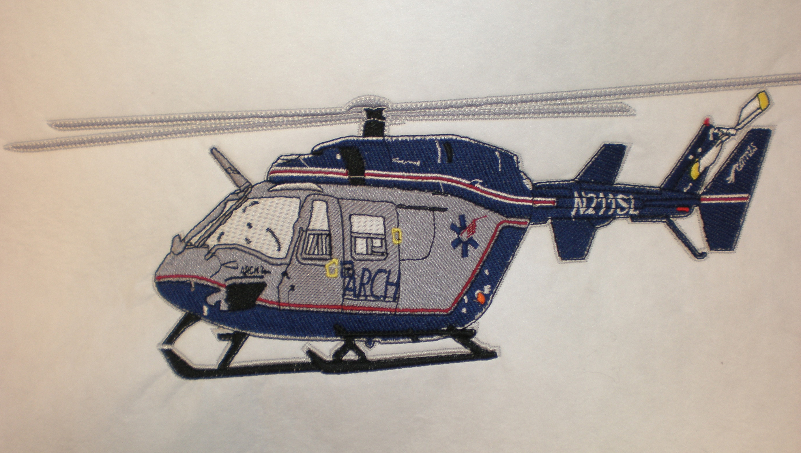 Helicopter captured after accident. Replicated from a photograph of the vehicle and removing the background and cleaning up and restoring the artwork