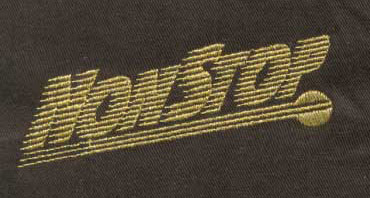 Text with stripes having fabric showing through and clear parallel lines like an American Flag or a Racing sports car text