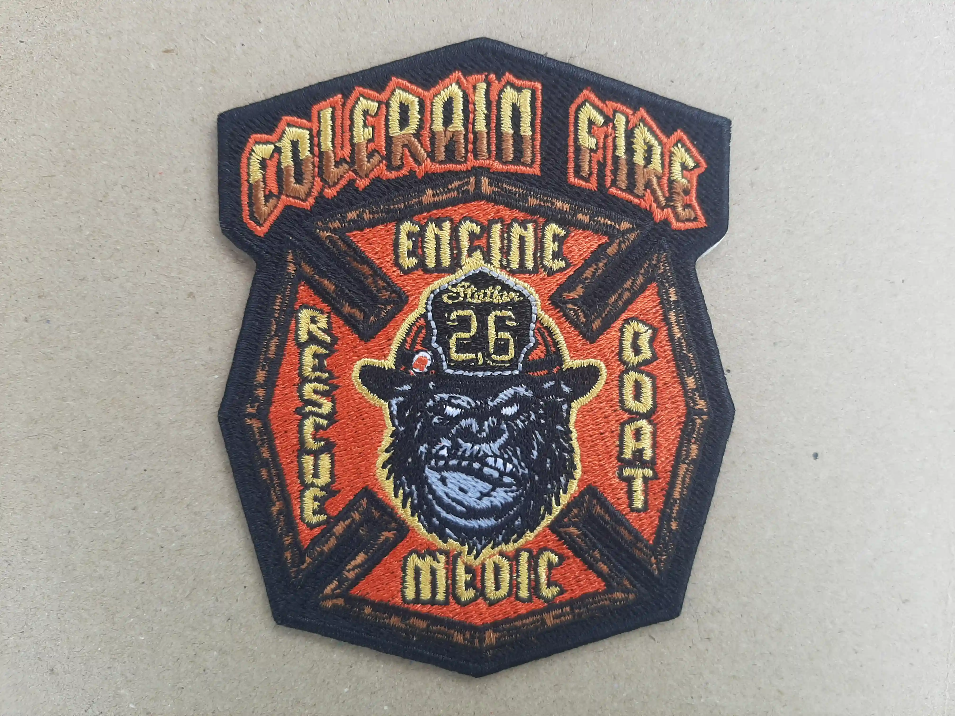 Bull Dog with Fire Helmet with Medic Boat Rescue Engine. Crest aka Shield – Embroidered Patches