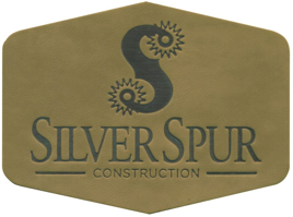 Silver Spur Construction.Ba_C.D_Die Cut. Artisnal beautiful Silver Spurs Icon. General Contractor.W_LC_silver-spur-const – Leather Patches