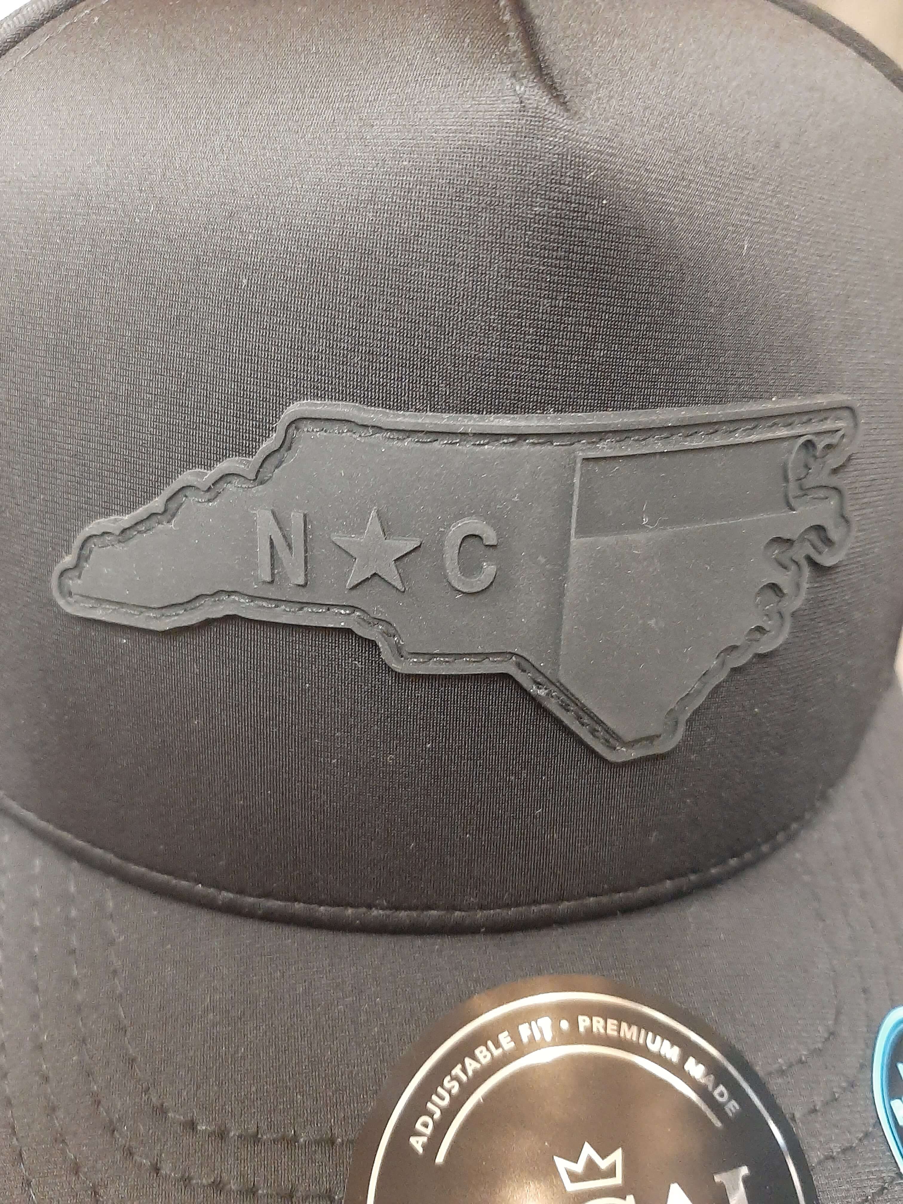 NC-State Outline Cut To Shape. Embossed Star And NC Text with sewing channel groove – PVC Patches