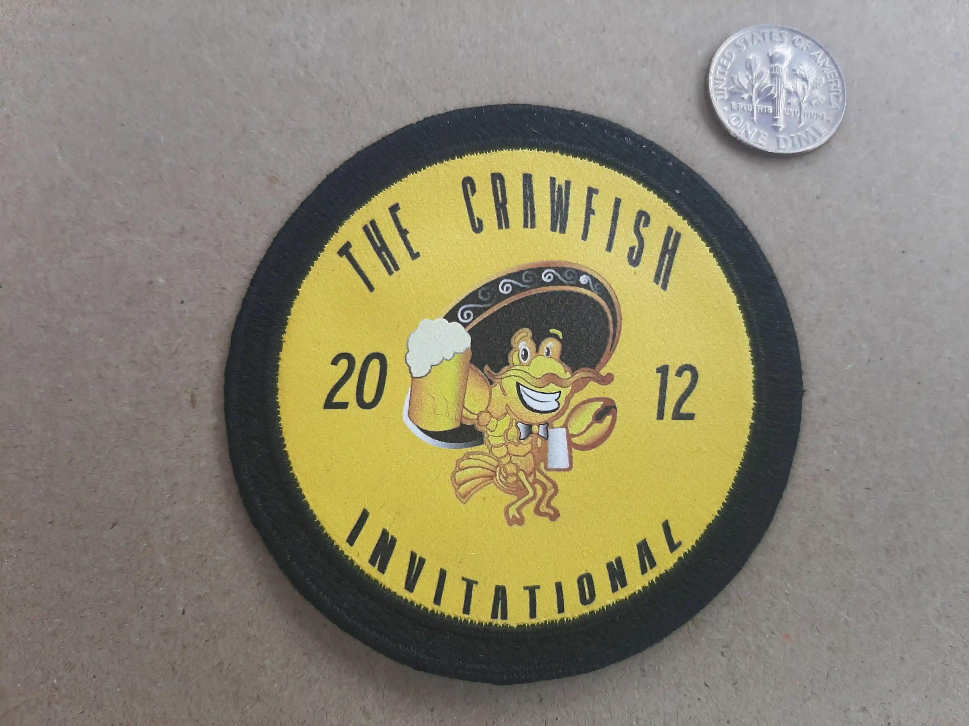 Crawfish with a beer in Claw A Bow Tie and a Somberero created with crisp muscles and clean claw (2012) – Woven Patches