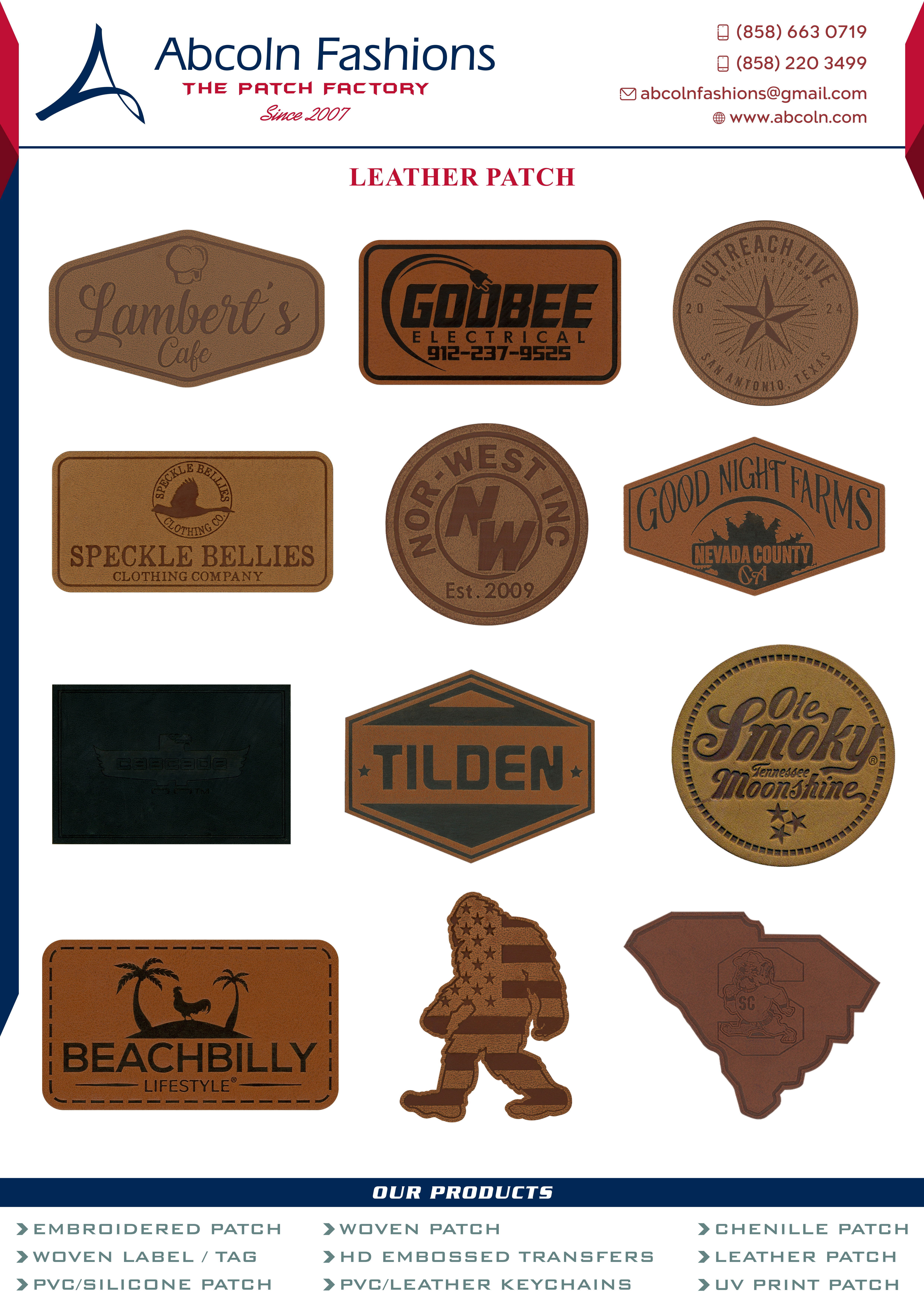 Heat Press Consistent Precise Dye Color-FAST Multi Color Leather Flyer